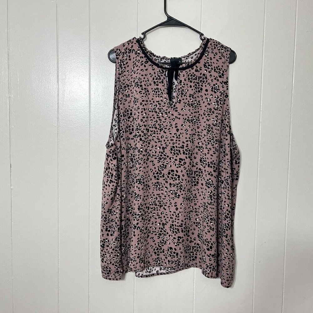 Torrid Women's Sleeveless Tunic Shirt Pink/Black Leopard Print Rayon Size 4 euc